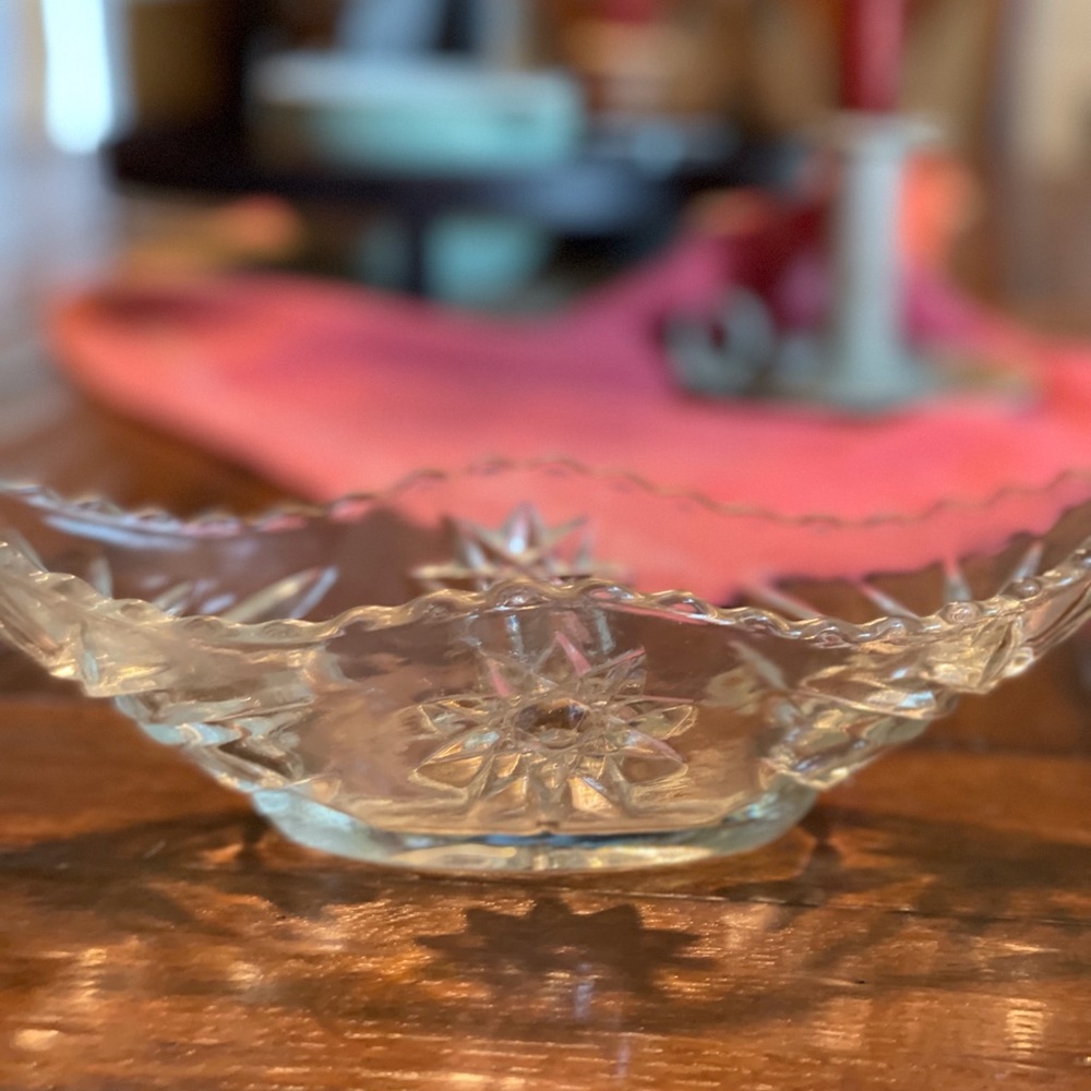Vintage oval shaped glass dish